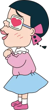 みぎわさんがはなわくんを見ているイラスト